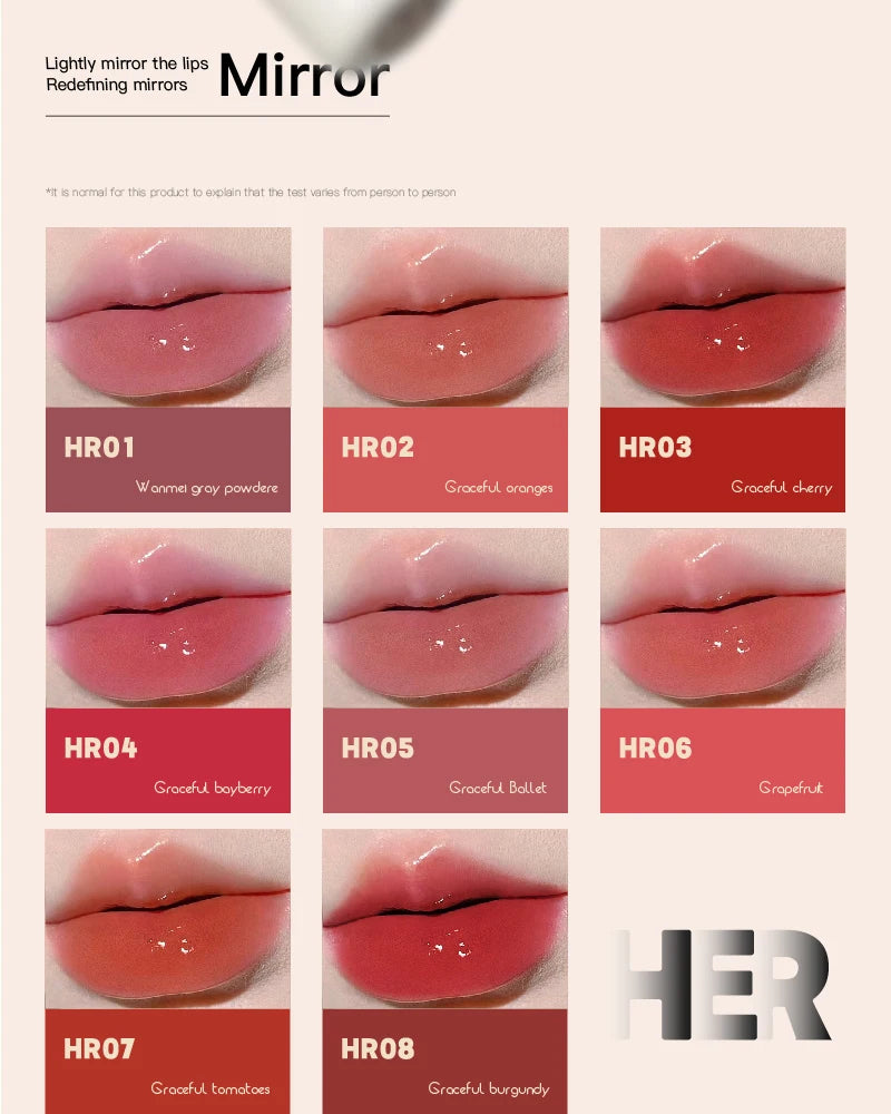 Herorange Glossy Lip Gloss Hydrating Watery Plump Lips Long Lasting for Autumn Winter