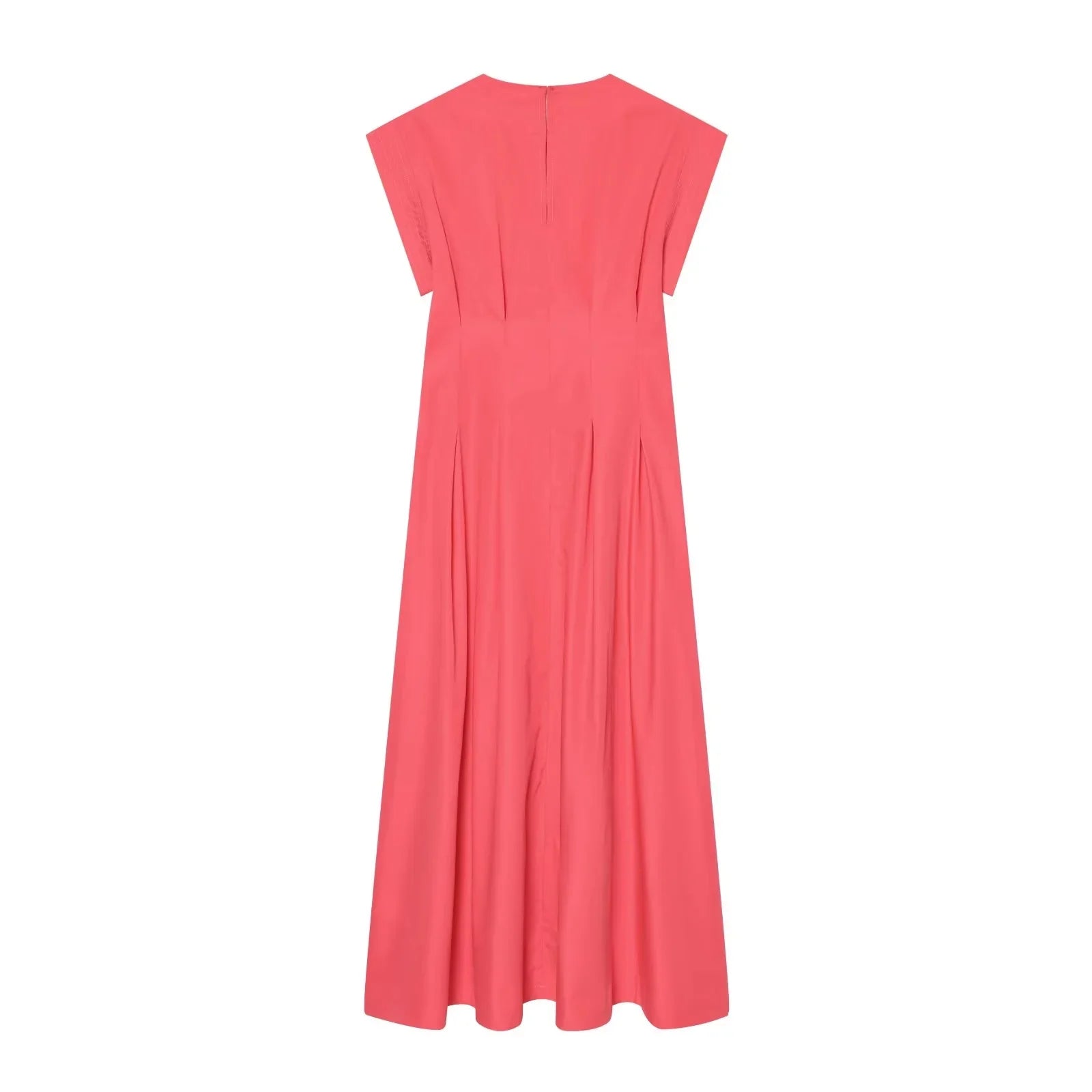 BSAY 2026 Minimalist Solid Color Long Dress Ladies Round Neck Cap Sleeve Waist Flowy A Line Maxi Dress Casual Vacation Sundress
