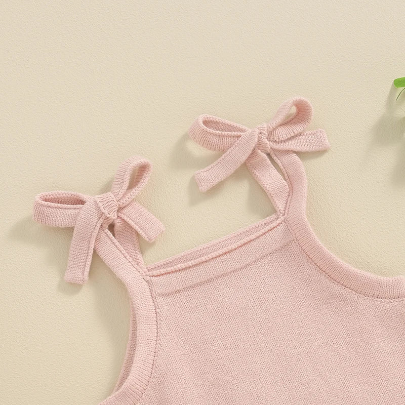 2024-01-15 Lioraitiin Newborn Baby Girl Outfits Knit Solid Color Sleeveless Cami Tops With Elastic Waist Shorts 2Pcs Clothes Set