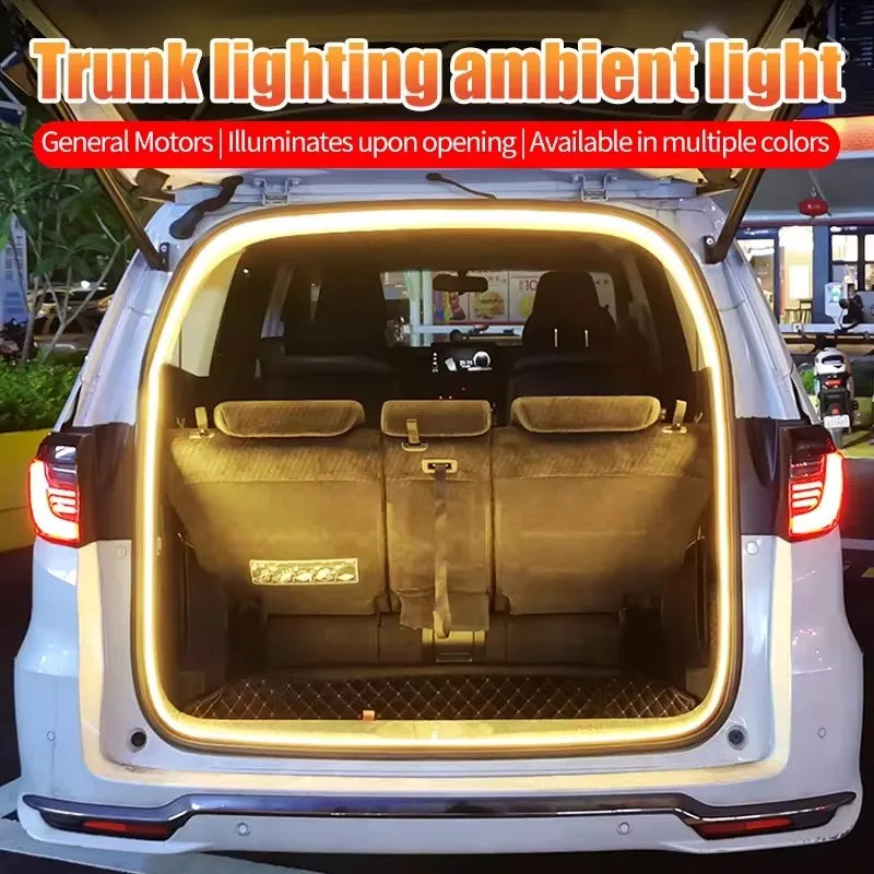 LED Trunk Lighting Lights Dynamic Flowing Flexible Light Strip On/Off Scanning Atmosphere Lamp Waterproof for Car Accessories
