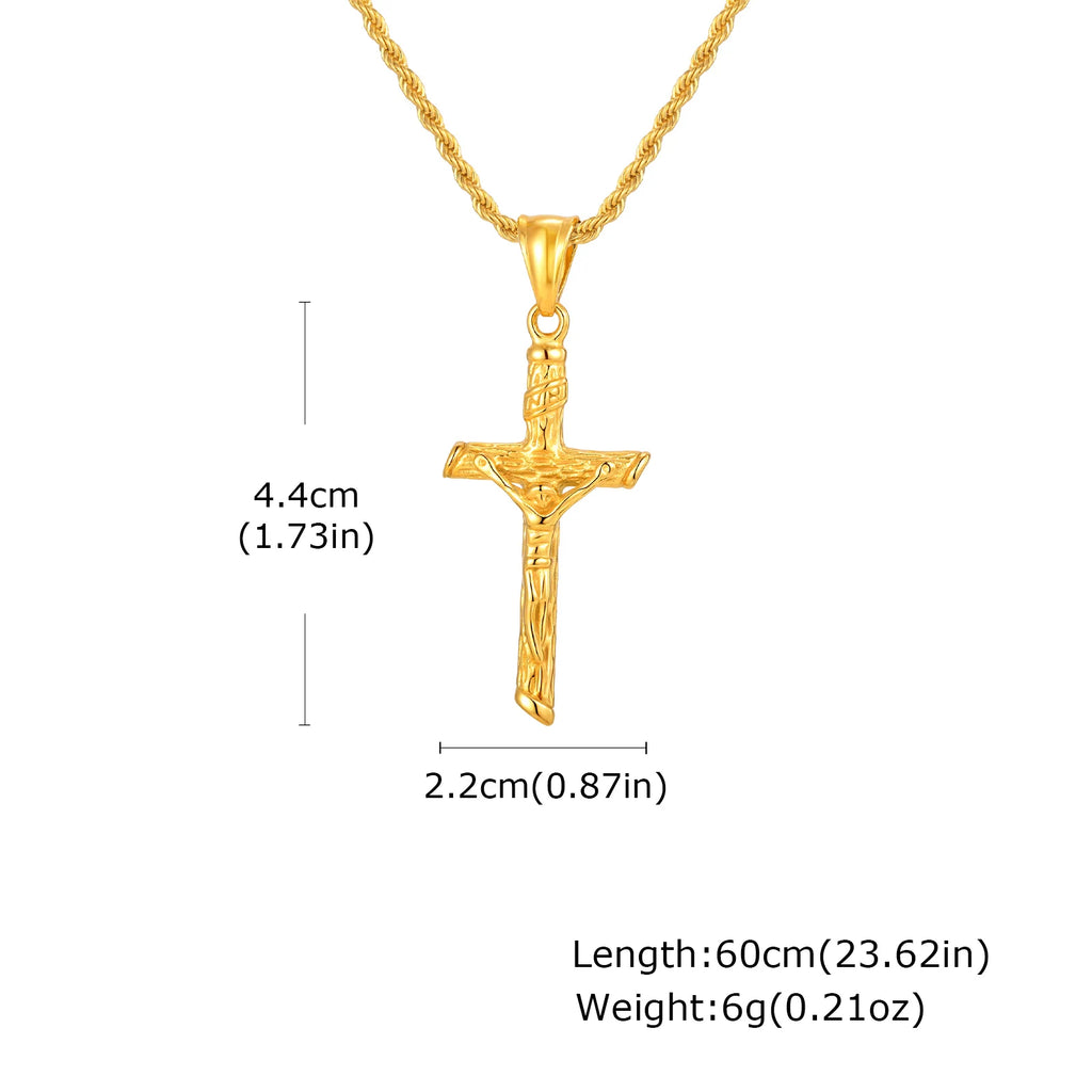 Stainless Steel Cross Necklace For Men, Christian Jesus Pendant Necklace, Catholicism Religious Faith Jewelry Easter Gifts
