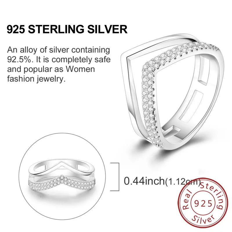 Rings Original 925 Sterling Silver Rings Bow Heart Sun Moon Star Zircon Rings For Women'S Jewelry Birthday Anniversary Gifts