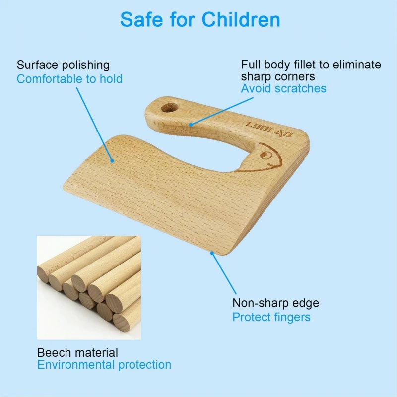Cuchillo de madera para niños para cocinar con forma de pez y dinosaurio, juguete de cocina, cortador de verduras y frutas, herramienta de cocina, cuchillo de madera para niños