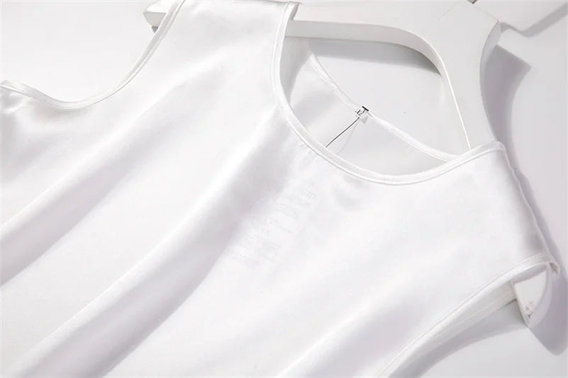 Elegant Fashion Satin Tank Tops Office Lady Blouse Shirts plus  Summer Slim Sleeveless Vest Women Simple O-neck Tops y2k clothes