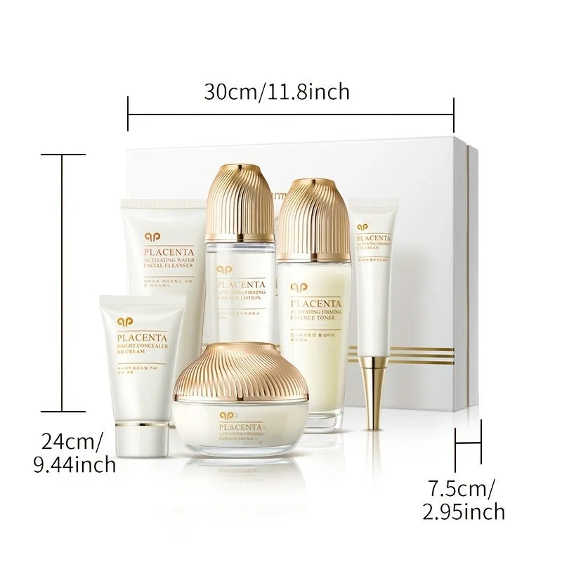 6 PCS Sheep Placenta Skincare Gift Set - Active Firming Hydrating Anti-Aging Facial Care,Toner,Essence Cream for Mothers & Gifts