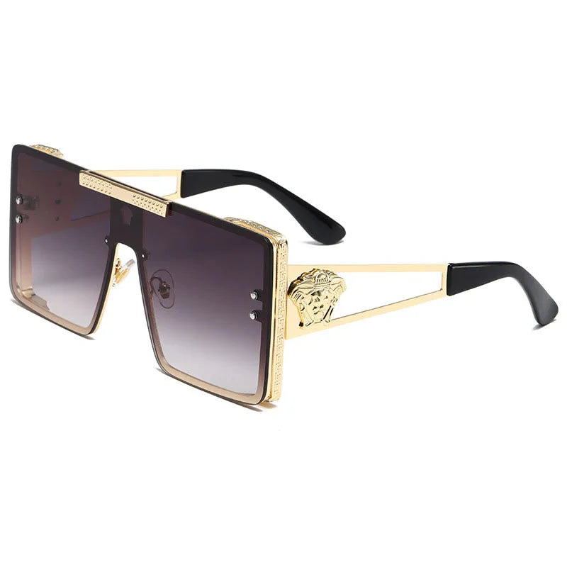 New stylish sunglasses with oversized frames, trendy metal design, perfect for fashion shows and cool street style.