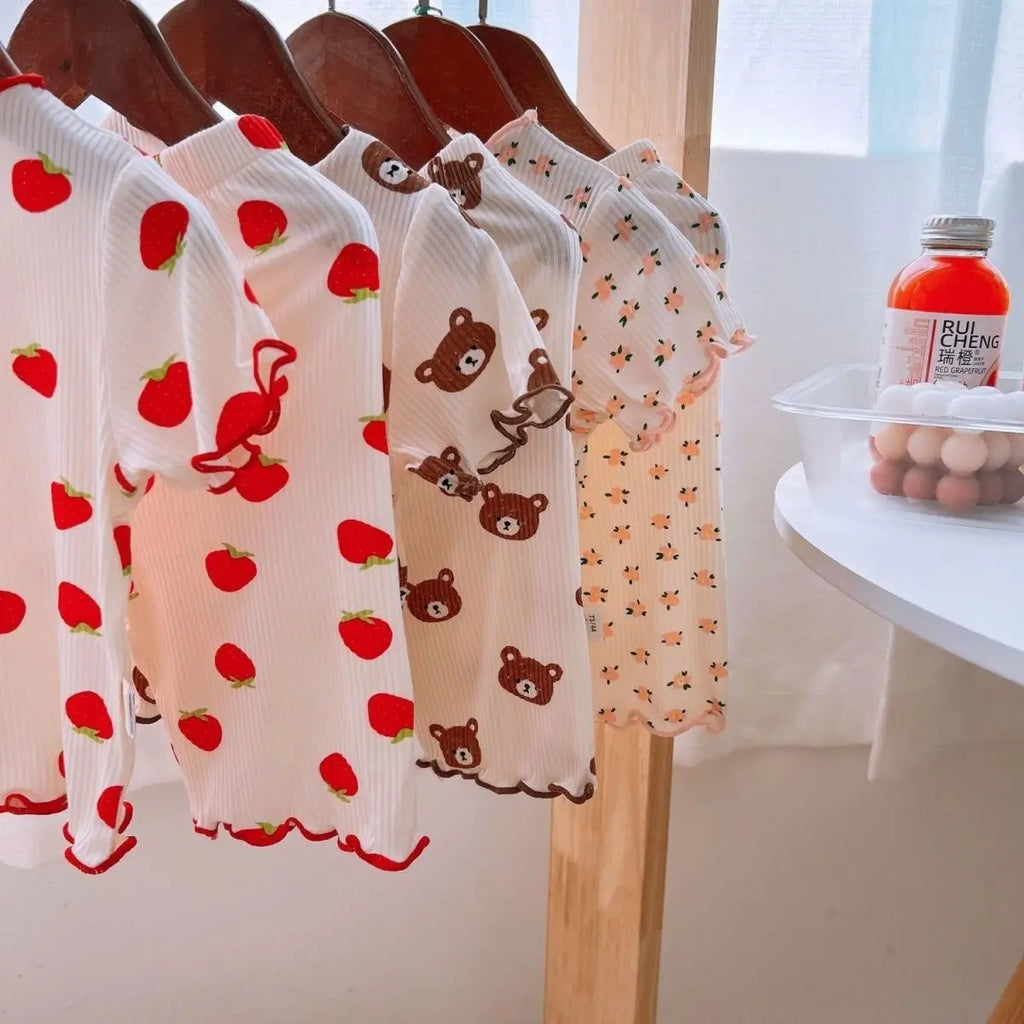 Baby Girl Floral Pajamas Set Summer Short Sleeve Thin Two Piece Outfits Toddler Kids Sleepwear Infant Home Wear Children Clothes