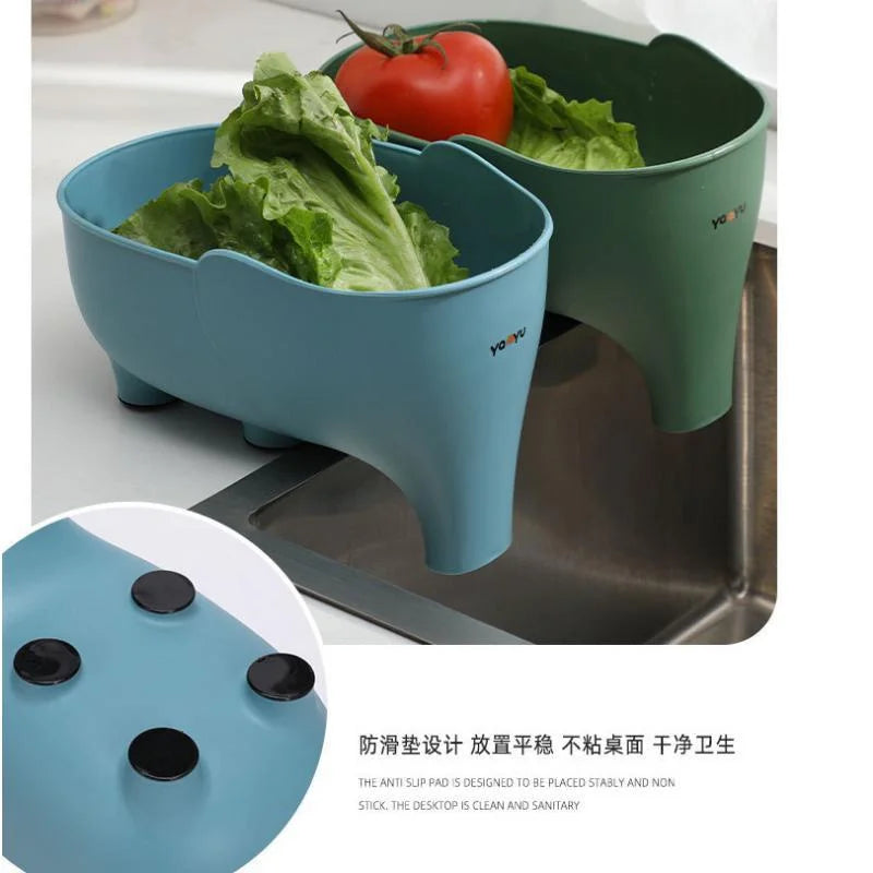 Filtro de canasta para desagüe de fregadero de cocina, filtro de residuos en forma de elefante, cestas colgantes para verduras, escurridor de lavado, estante de almacenamiento