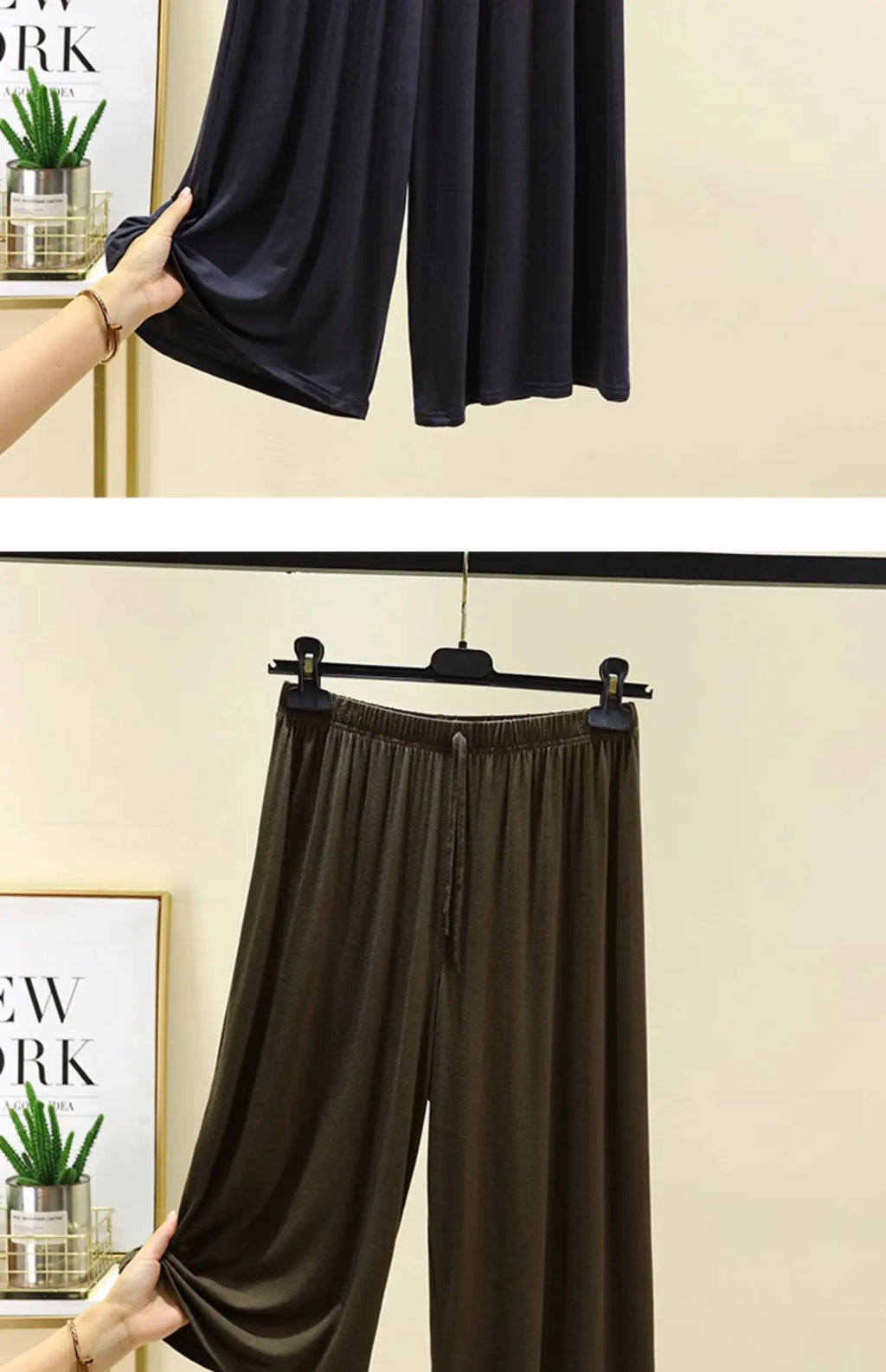 plus Size Modal Seven-Foot Pants Women Summer Loose Wide Leg Pants Elastic Waist Casual Home Pants Shorts Home Clothes