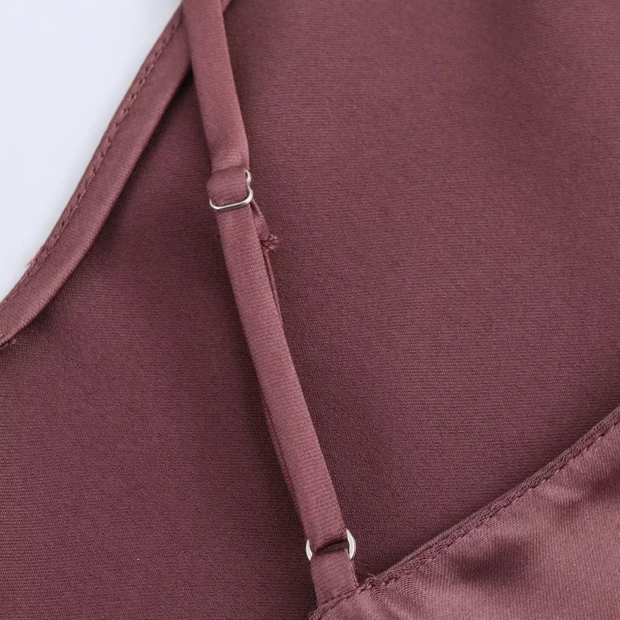 New Elegant women's fashion silk satin texture MIDI dress sexy backless party slip dress