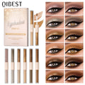 QIBEST Double Head Glitter Matte Eye shadow Stick Makeup Sets Long Lasting Shimmer 2 In 1 Liquid Eyeshadow Cosmetic Sets 6 Color