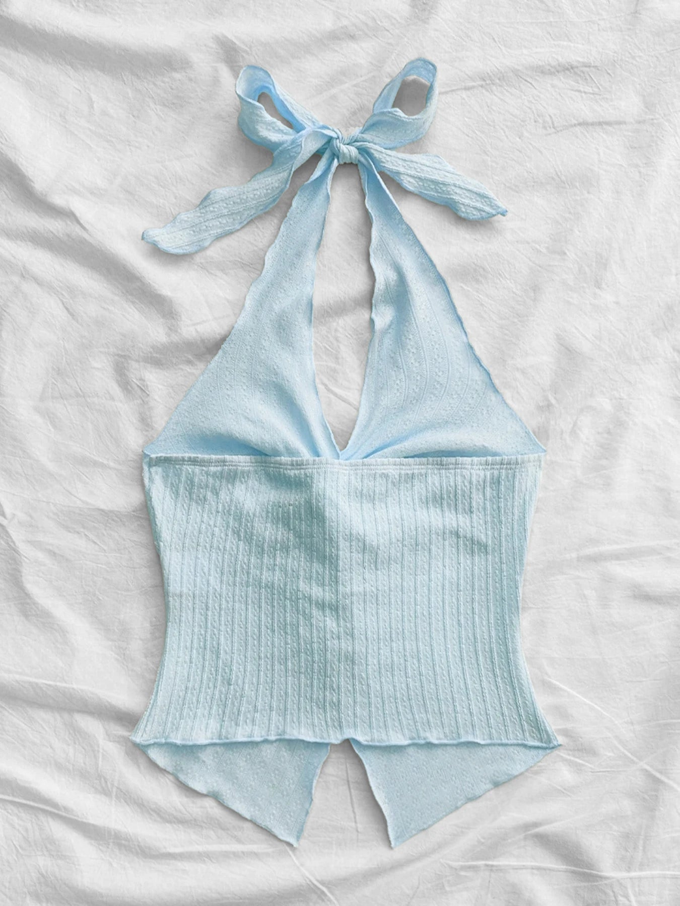Sexy V-neck Halter Neck Crop Top for Women Summer Sleeveless Solid Split Backless Top Y2K Clothes