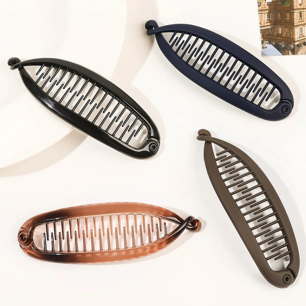 Matte Fish Shaped Banana Hairpin Ponytail Hair Clip Headband For Women Hair Accessories HairgripsTwist Clamp Barrettes Headwear
