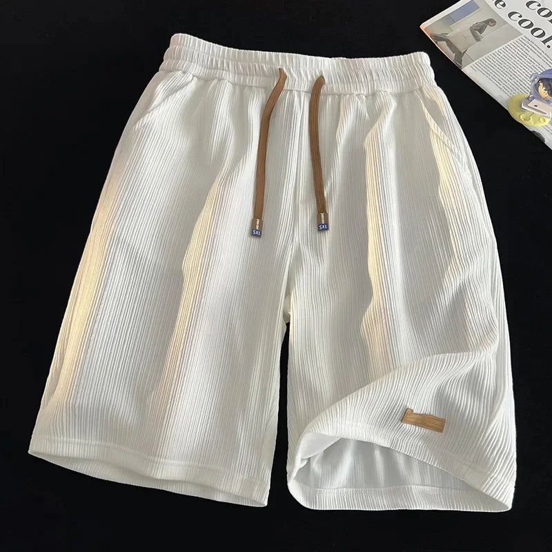 Ice Silk Casual Shorts Unisex Thin American Style Quick Dry Loose Large Size Beach Five-Quarter Pants Summer Lightweight Comfort