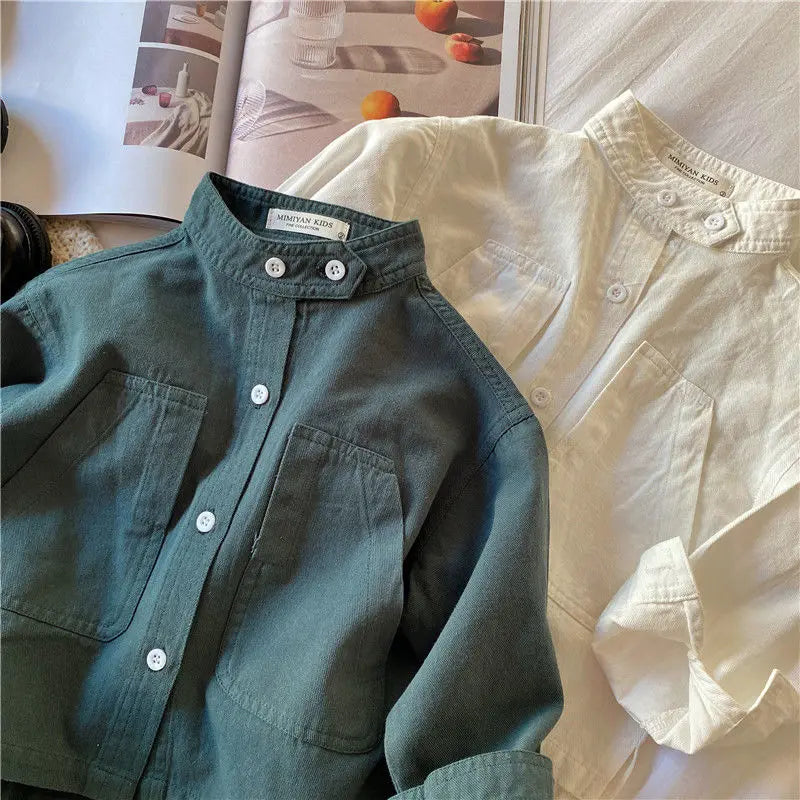 2025 New Spring autumn Baby Girls boys Cotton soild T shirts coat Cute Children kids Clothes