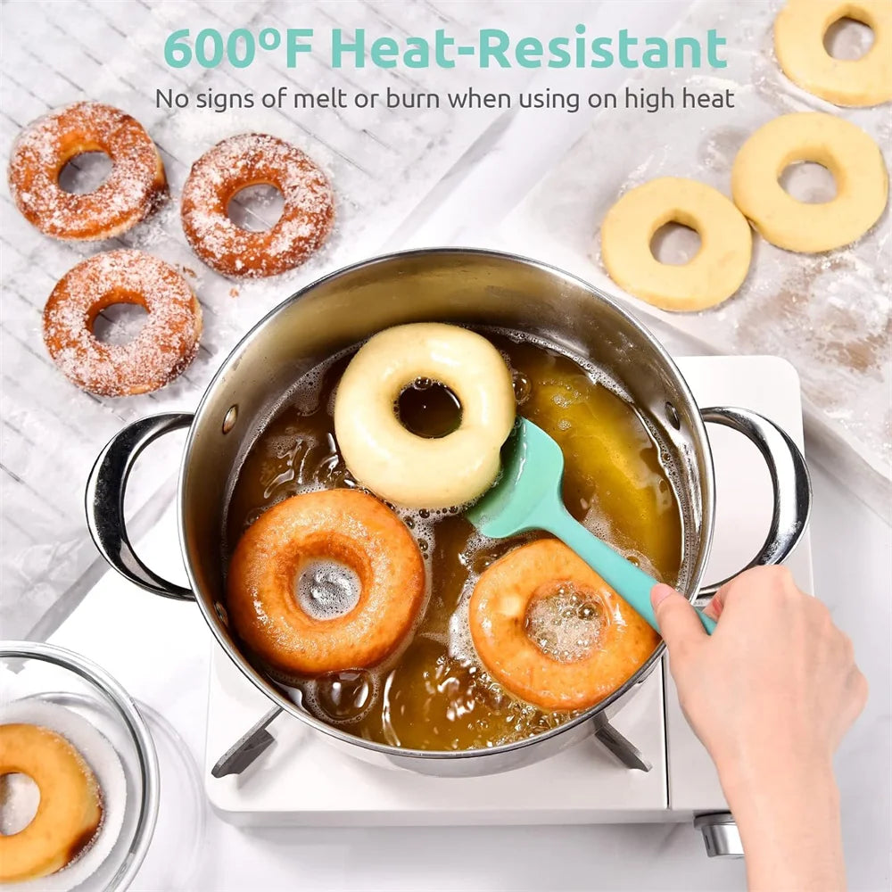 Juego de espátulas de silicona para cocina, espátula de silicona flexible de alta resistencia al calor de 315 °C con mango antideslizante para cocinar, mezclar, hornear, servir y revolver