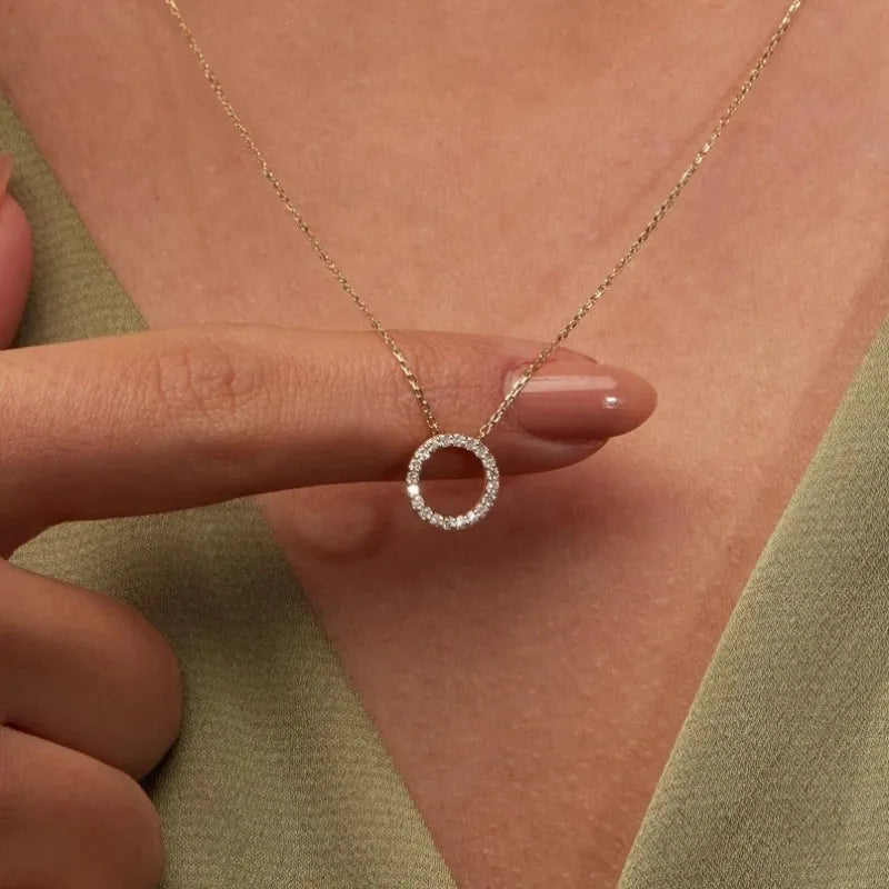 Fashion Trend Elegant Crystal Circle Pendant Necklace