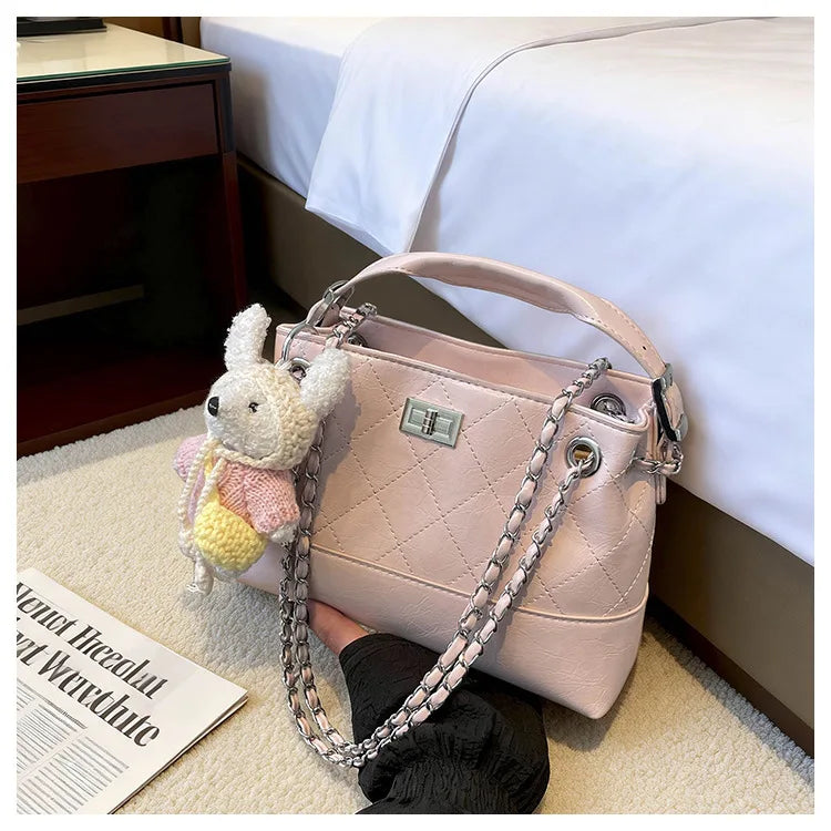 Korean Style Casual Women's Large Capacity Simple Tote Bag Fashion Trendy Underarm Leisure Handbag Daily Match PU Material