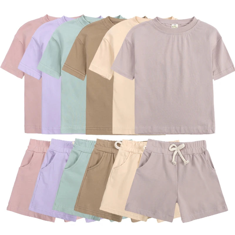Kids Tales Unisex Children's Short Sleeve Top and Shorts Set