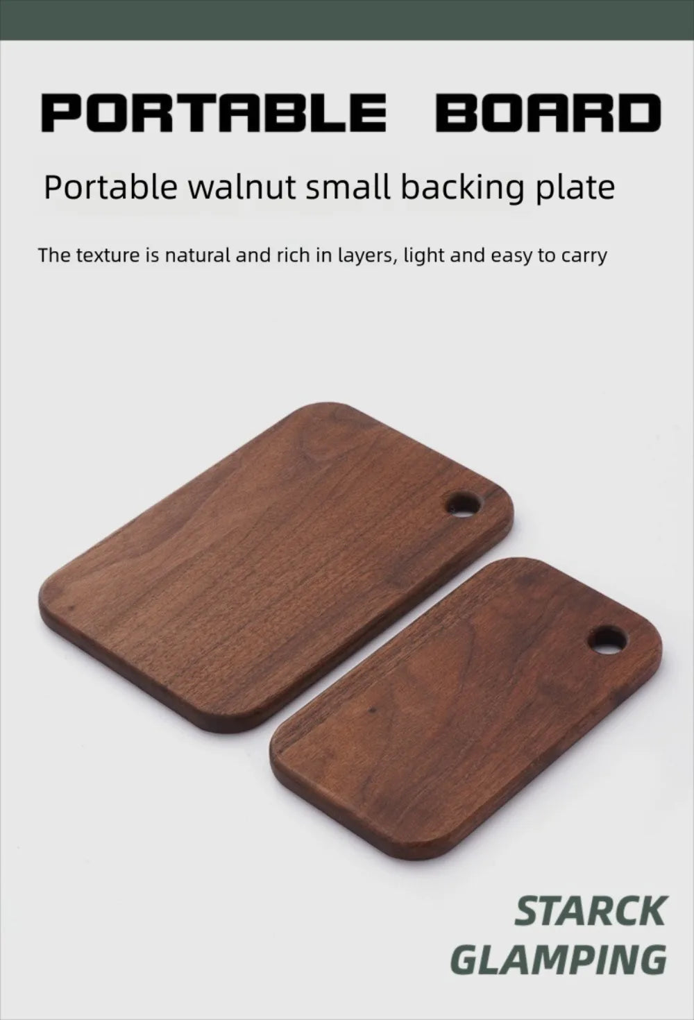 Wooden Outdoor Cutting Boards Double-sided Portable Fruit Cutting Board Walnut Camping Kitchenware For 800/1000ml Lunch Box