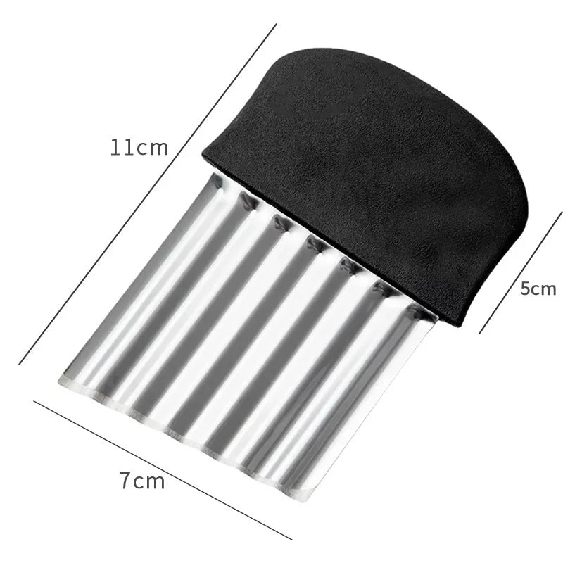 Cortador Ondulado de Patatas Fritas de Acero Inoxidable para Masa, Verduras, Frutas, Cuchillo de Cocina, Picador, Herramientas para Hacer Patatas Fritas, Gadget