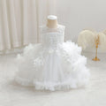 HETISO Girls Sleeveless Mesh Dress Elegant Beading Kids Birthday Party Ball Gown Children Wedding Clothes