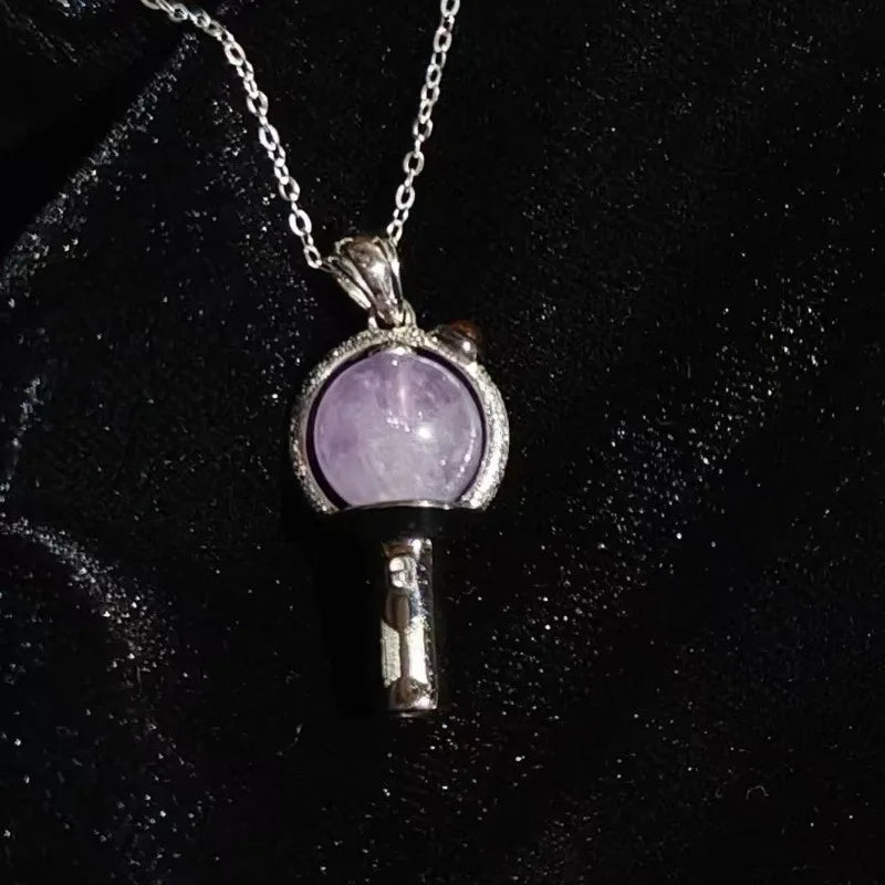 Vintage Exquisite Purple Glass Bead Pendant Necklace Simple Daily Wedding Outfit Charming and Elegant Accessories Birthday Gift