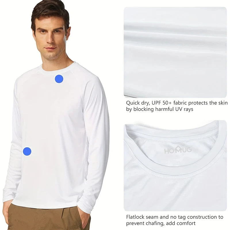 Nheals UPF 50+ Long Sleeve T-shirt Men's UV Sun Protection Quick Dry Breathable Sunscreen T-shirt Hiking Fish Performance Tops
