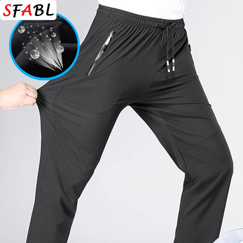 2 Pieces Lightweight Pants for Men's Summer Spring New Loose Elastic Trousers Quick Drying Outdoor Jogging Running Casual Pants