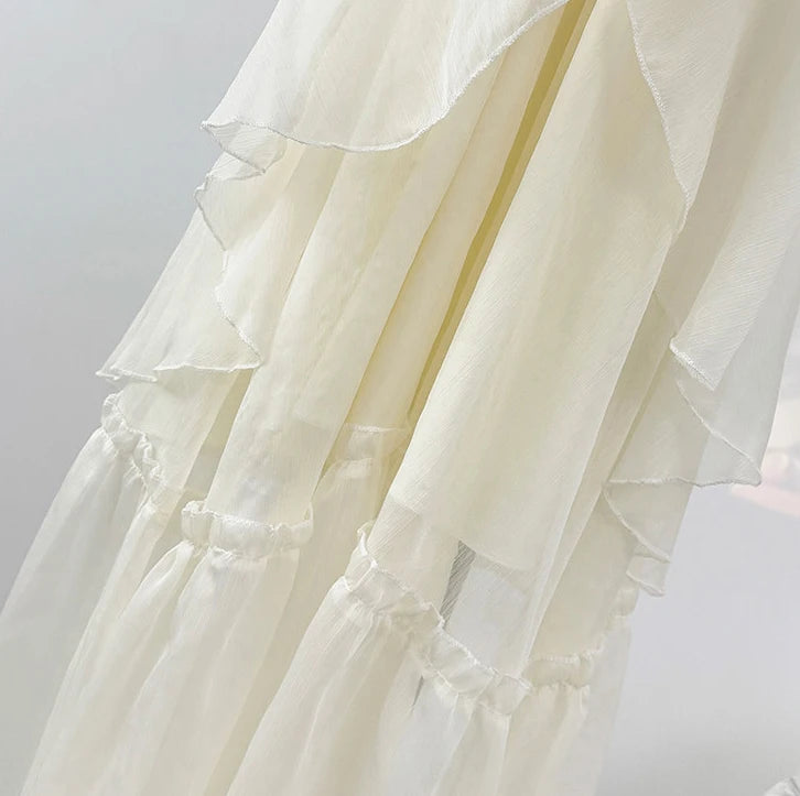 French style three-dimensional flower hanging neck lace-up dress women's summer vacation style sexy backless big swing skirt