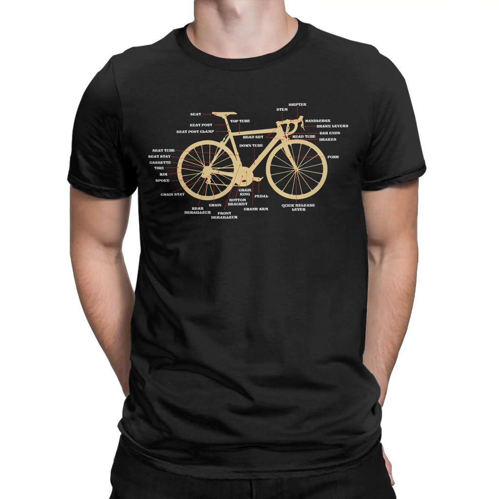 Casual T Shirt Summer Bicycle Cycling Anatomy Road Bike Parts Biking Cyclist Fashion T-Shirts for Men Short Sleeve Clothes