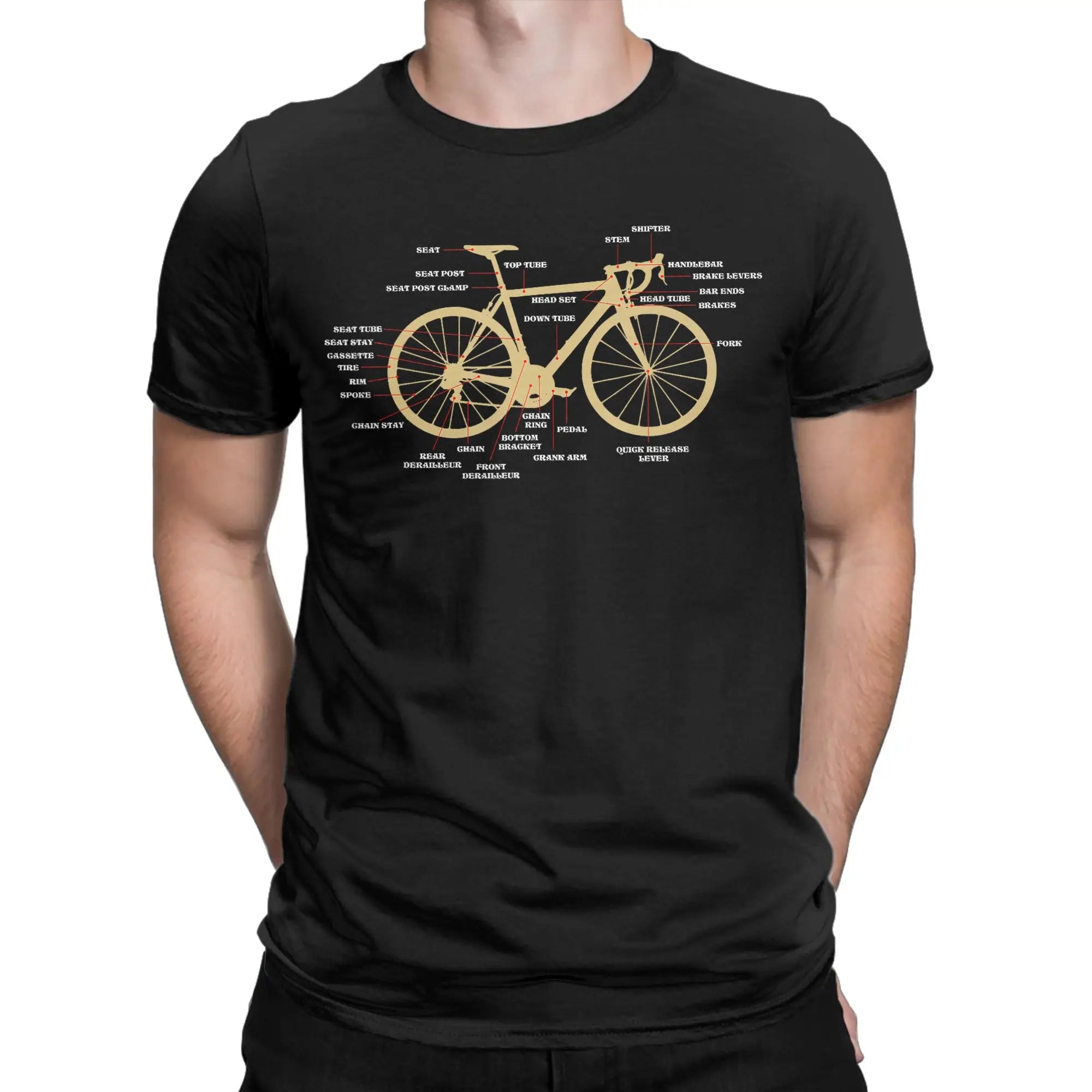 Casual T Shirt Summer Bicycle Cycling Anatomy Road Bike Parts Biking Cyclist Fashion T-Shirts for Men Short Sleeve Clothes
