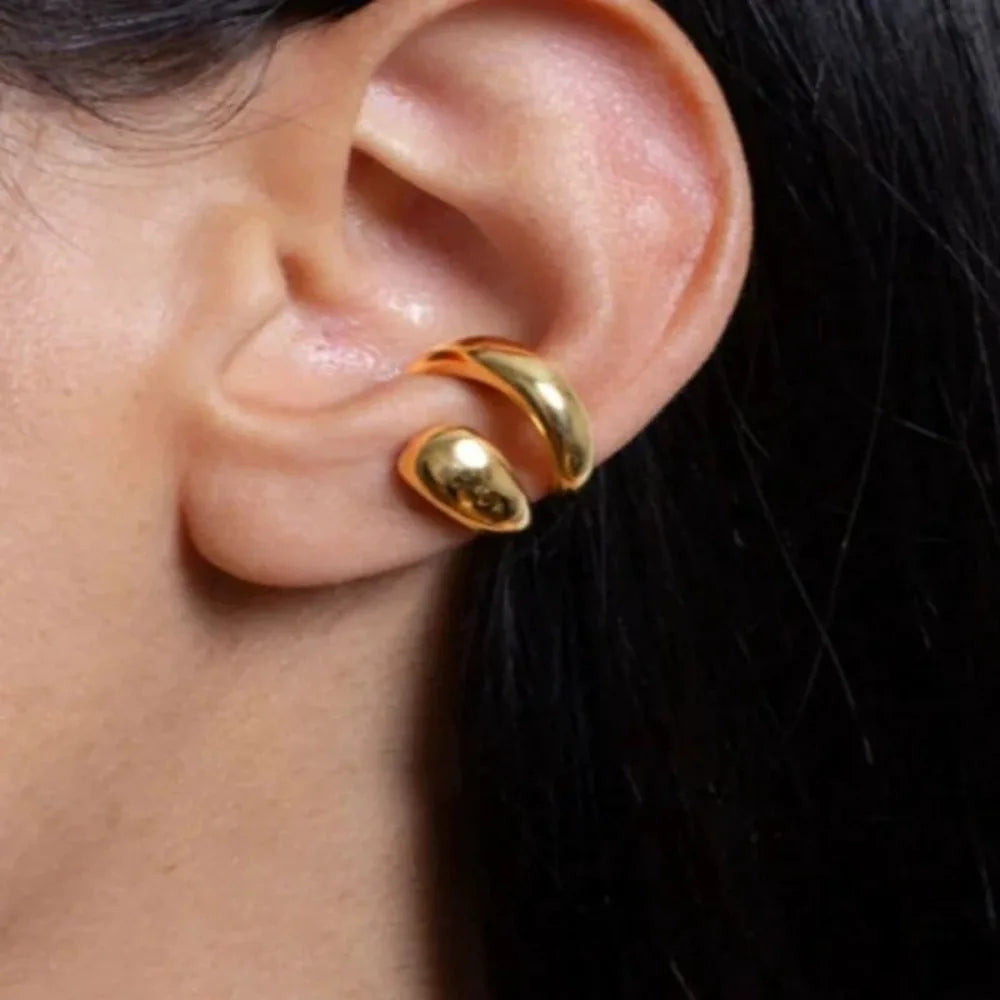 Punk Piercless Ear Clip Earring For Women'S Classic Gold Color Trendy Earcuff Earrings Girl Y2K Daily Wear Jewelry