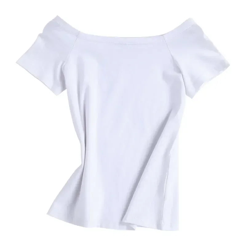 MRMT Women's Cotton Slim Fit Off-Shoulder Short Sleeve T-Shirt