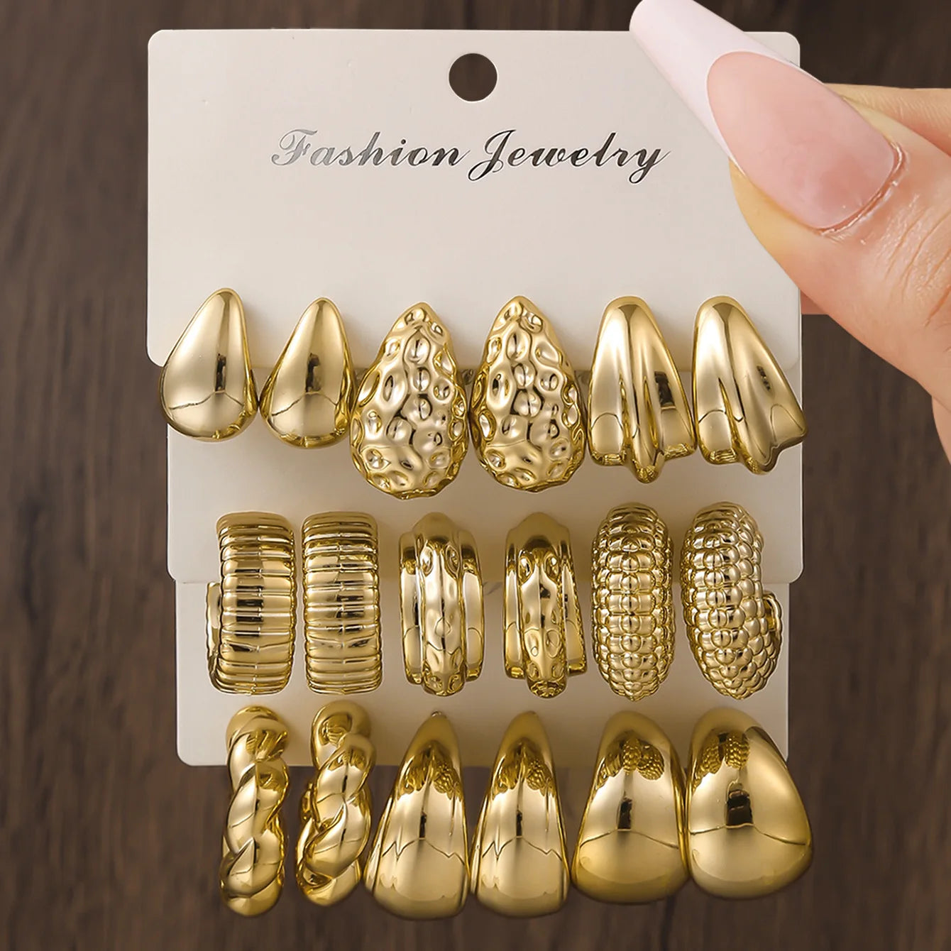 Punk Exaggerated CCB Water Drop Stud Earrings Vintage Irregular C-shaped Hoop Earring Stylish Women's Daily Party Jewelry
