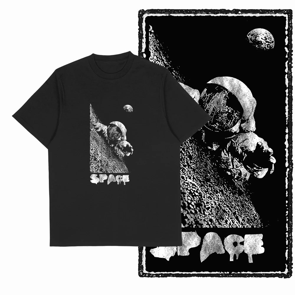 The Coolmind Men's 100% Cotton Astronaut Graphic T-Shirt - Black