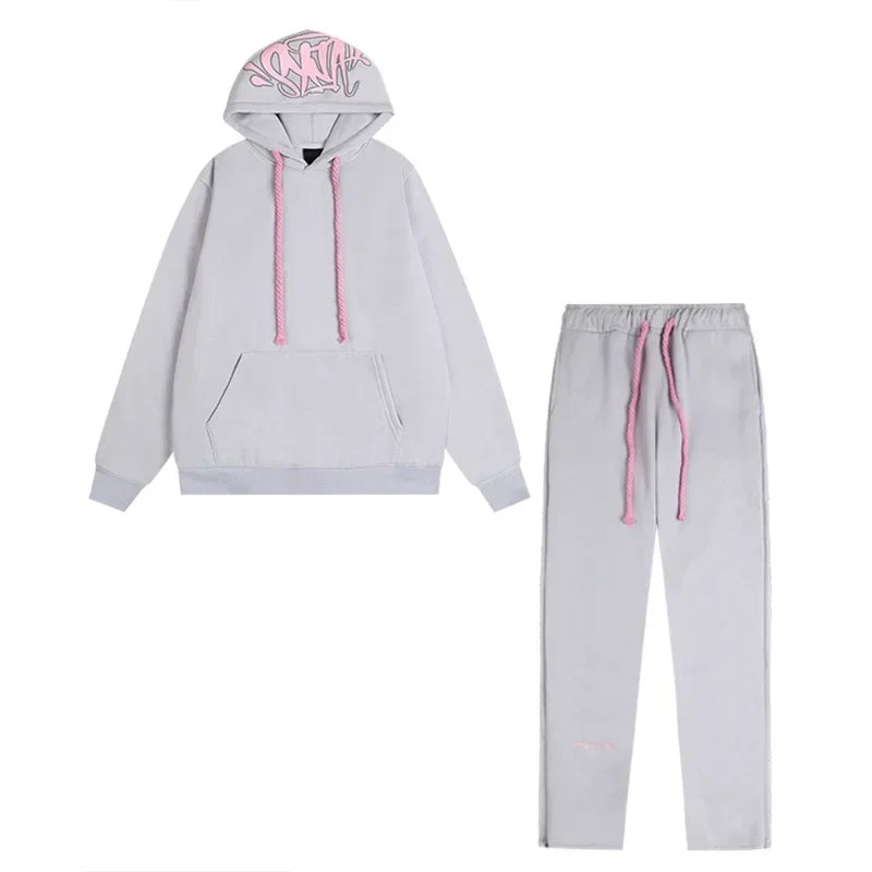Outdoor Fashion Synaworld American Street Hip Hop Fleece Suit Men's and Women's Trend Casual Hooded Sweater Sports Pants