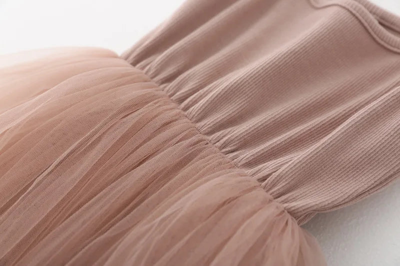 Girls Ribbed Tulle Dress - Sleeveless Princess Gown with Layered Skirt for Toddlers Party Dress for Kids Girl Girls Clothes