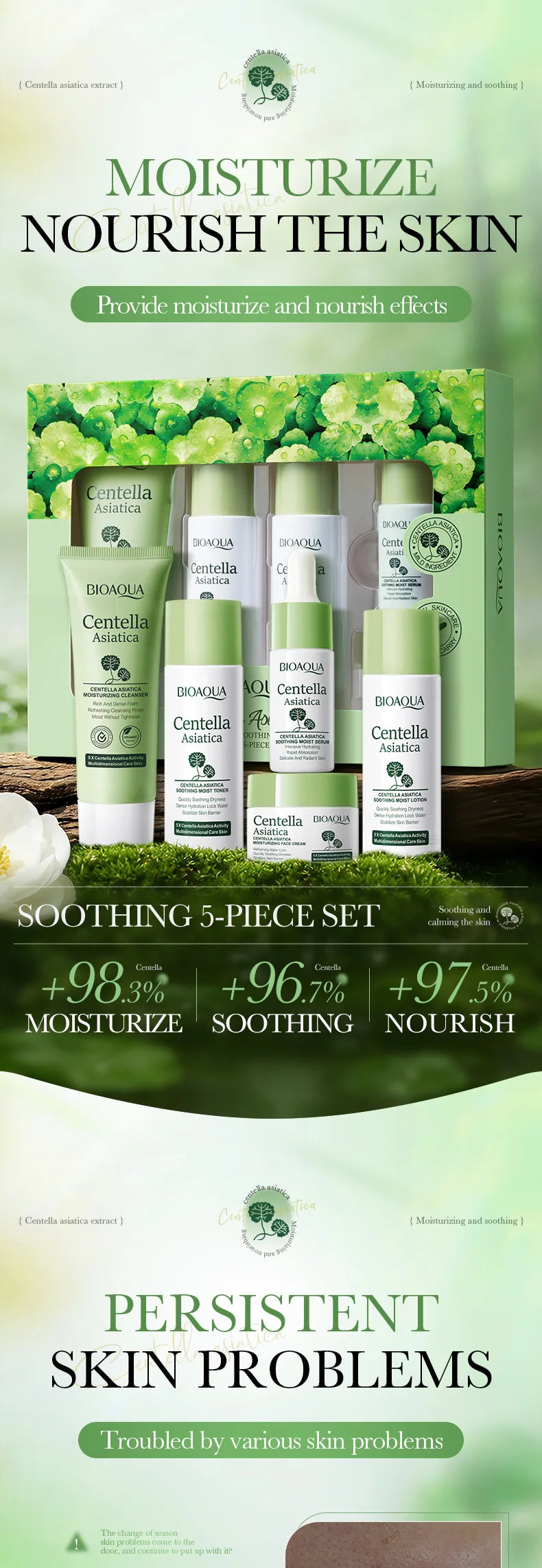 BIOAQUA Centella Asiatica 5-Piece Moisturizing Skin Care Set