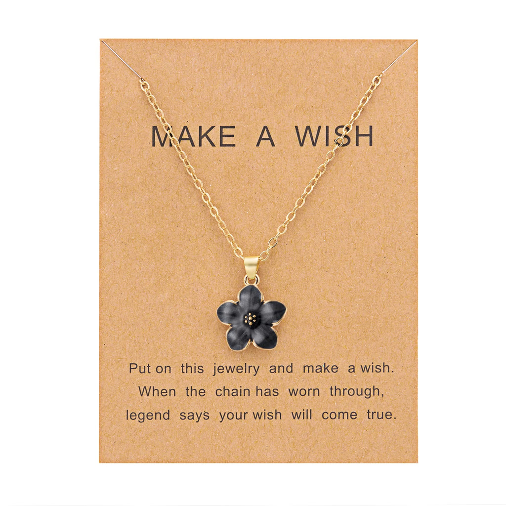 Minimalist Colorful Flower Necklace For Women'S Romantic Pink Cherry Pendant Necklace Make A Wish Paper Card Friendship Jewelry