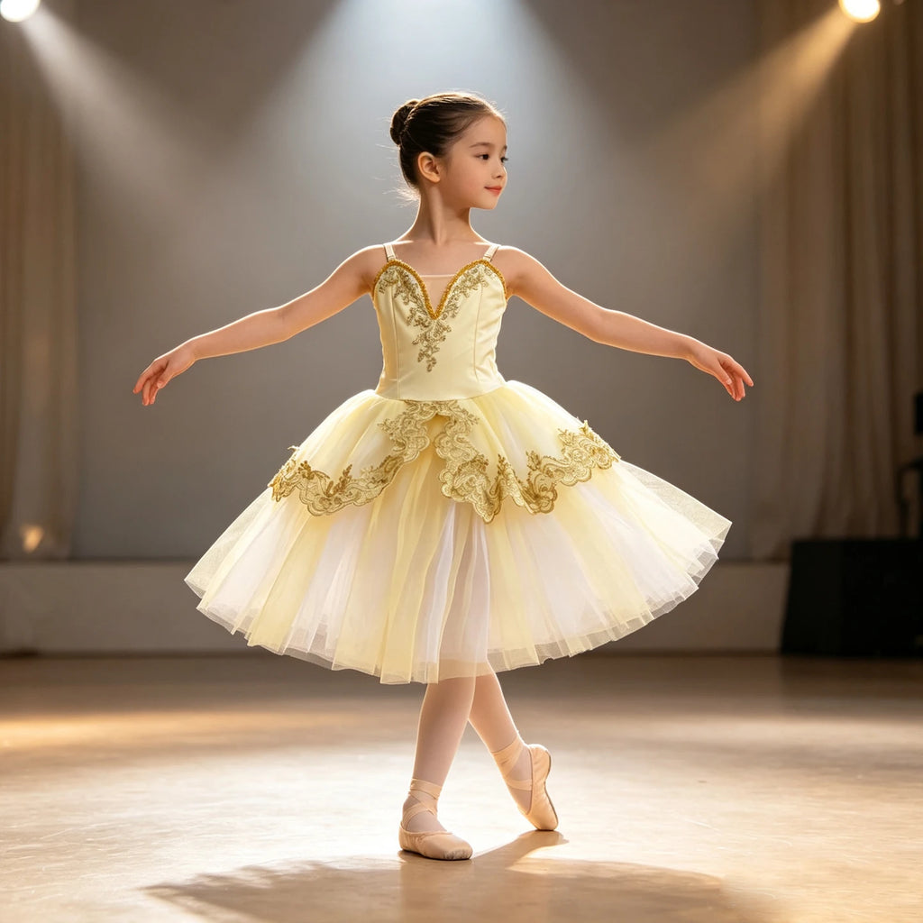 Adults Children Embroidery Gauze Lyrical Contemporary Dance Costume Group Party Stage Tutu Adult Kids Competition Dance Clothes