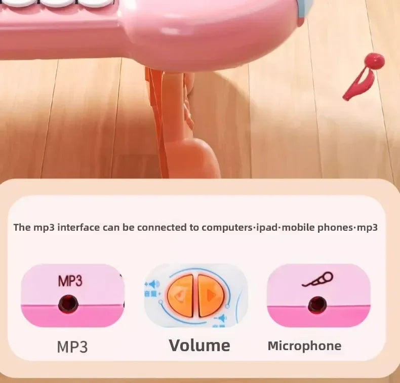 24 Key Kids Piano Keyboard with Microphone Electronic Musical Instrument Interactive Learning Toy Educational Gift for Girls Boy