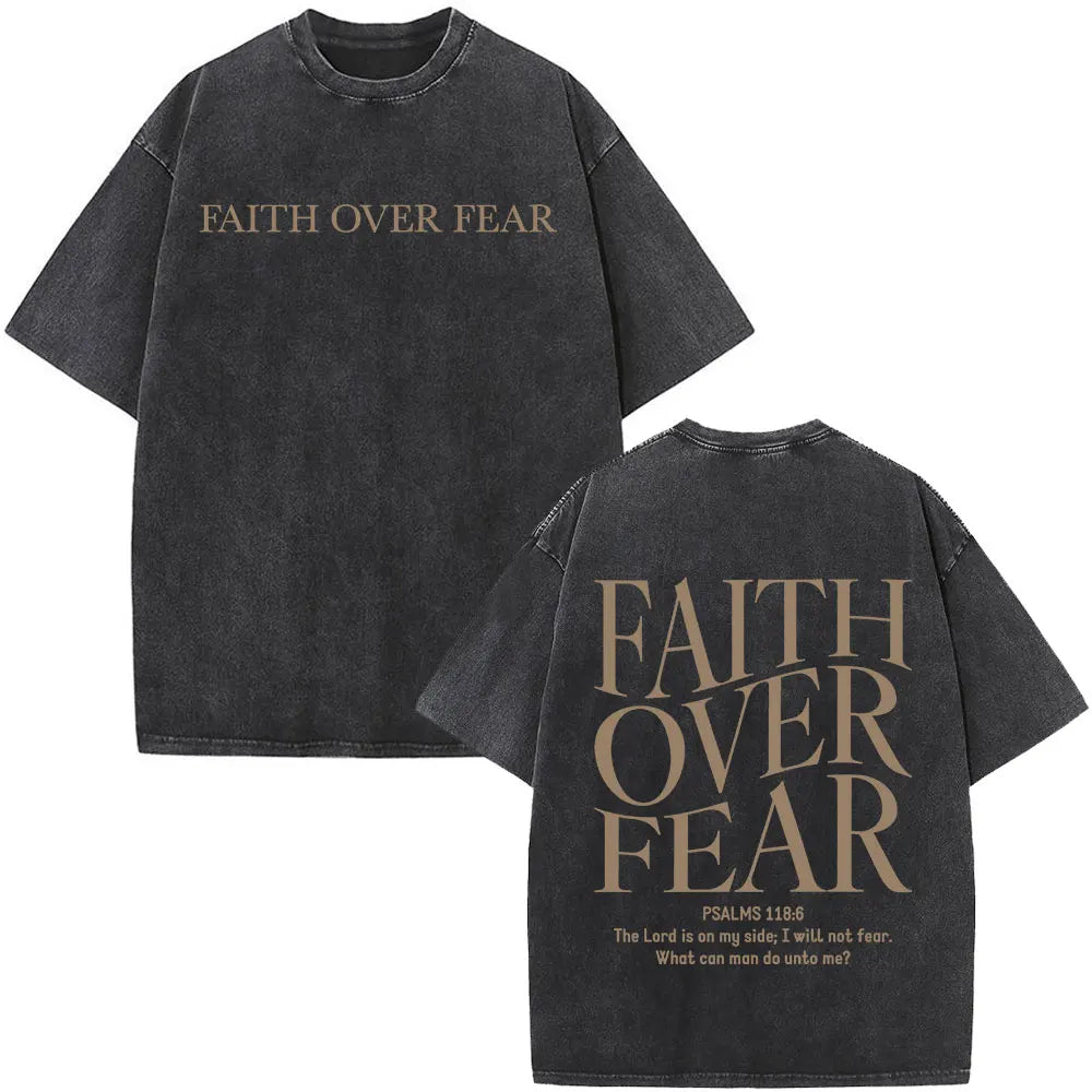 Faith Over Fear Bible Verse Tee For Men By Dshztooma Vintage Batik Print Black Everyday
