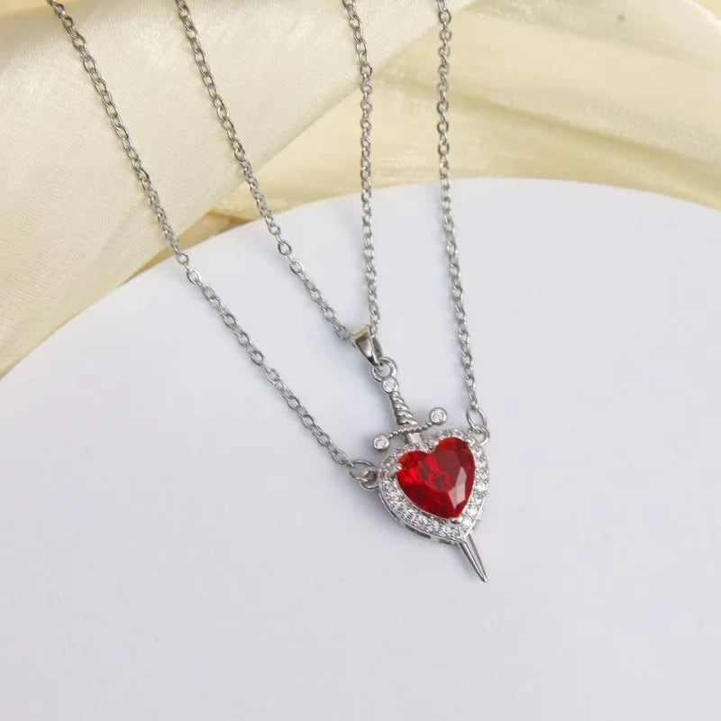 New Style Creative Arrow Through Heart Couple Pendant Heart-Shaped Collar Chain Valentine's Day Necklace Jewelry Gift