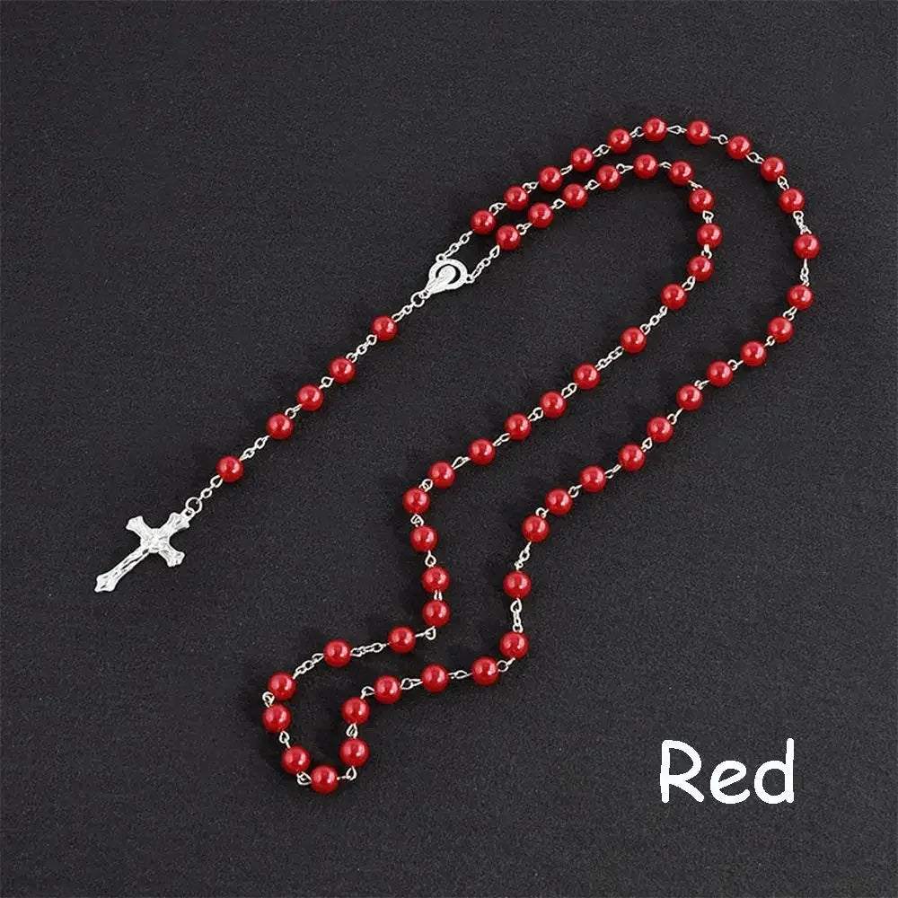 Vintage Rosary Beads Jesus Crucifix Cross Necklace