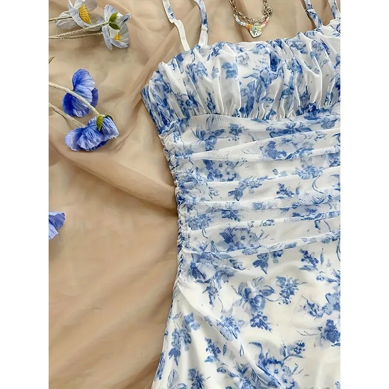 For Women Dresses  Spring Summer Cute Dating Ditsy Floral Sleeveless Square Neck Mini Cami Casual Dresses