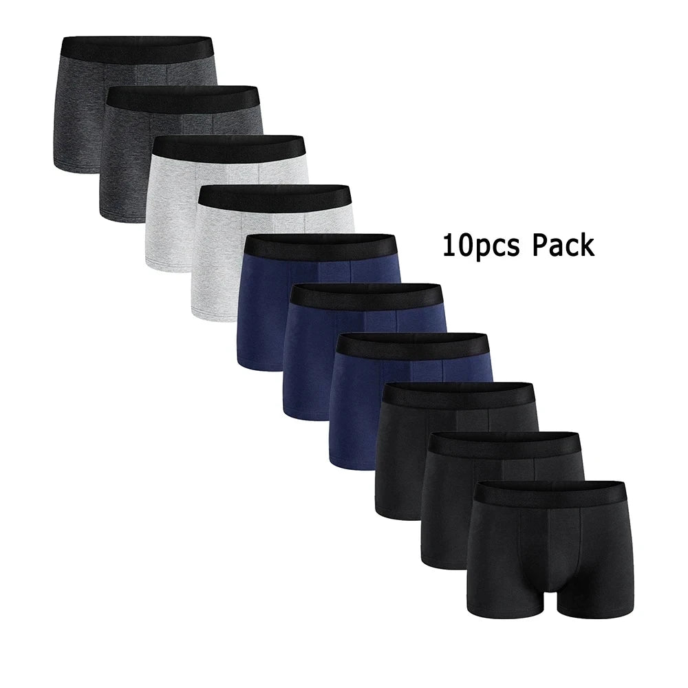 Men's 10 Pack Boxer Briefs Ultra Breathable High Stretch Underwear For Men All Day Comfort