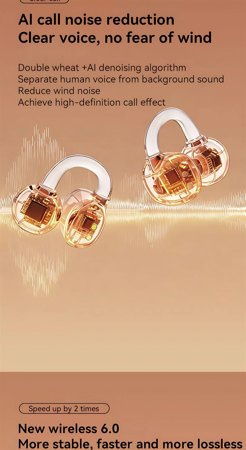 Twin Earphone Open In-ear Type HIFI Bass 2in1 Low-Latency Game Headset High-definition Electric Quantity Digital Display Earplug