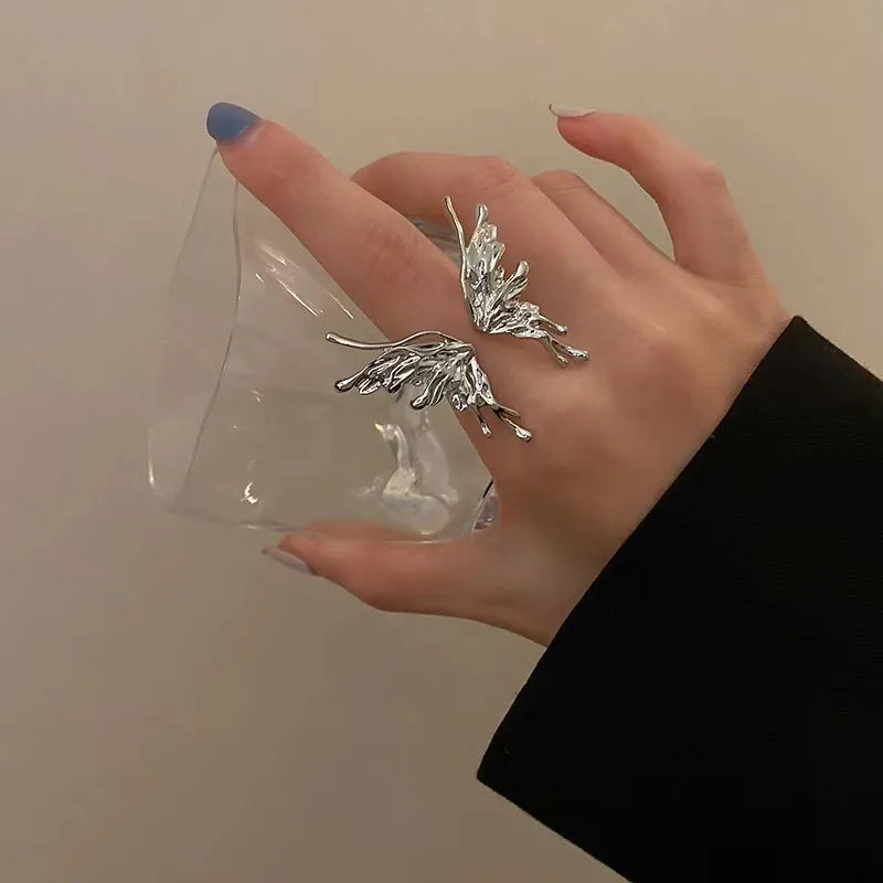 Retro Gold Color Double Oil Drip Open Rings For Women'S Luxury Irregular Adjustable Finger Ring 2023 New Trendy Wedding Jewelry