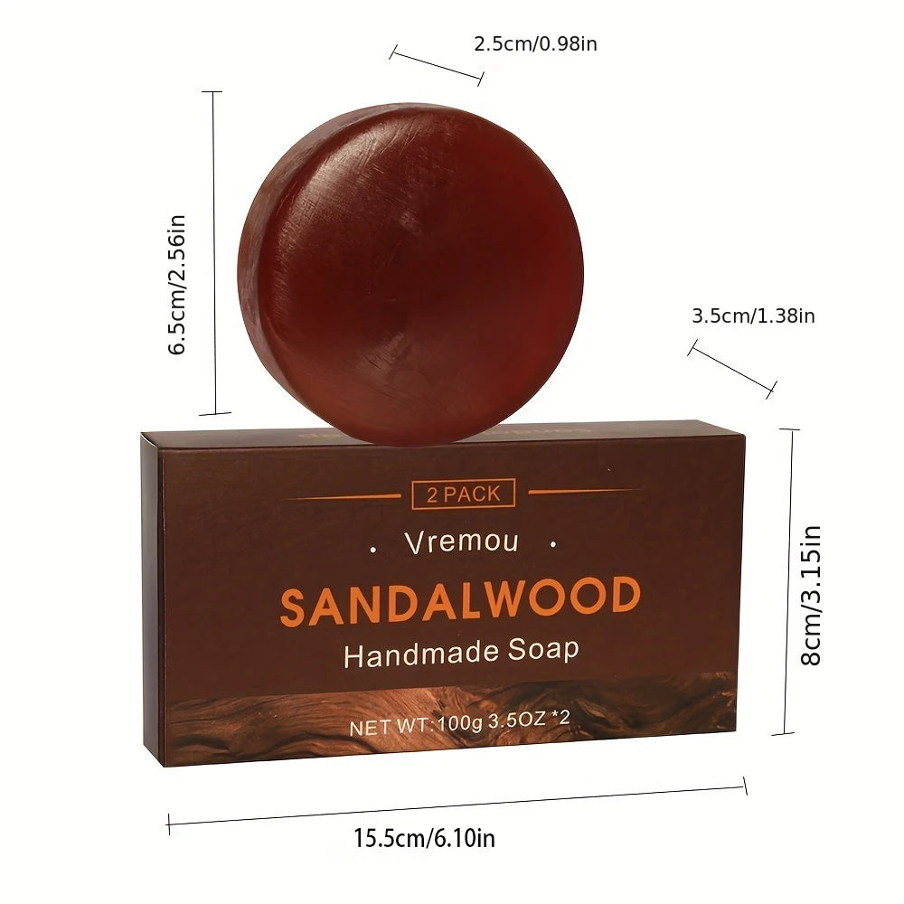 Sandalwood & Agarwood Handmade Soap 2-Pack – Gentle Cleansing Plant Essential Oil Fragrance Body Soap